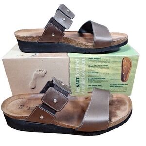 Naot Ashley Leather Sandal Size 7 Bronze Metallic Rhinestone Granola Comfort